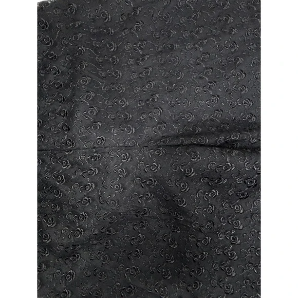 Black Floral Embroidered Pants Lace Scalloped Hem Womens 16 Whimsigoth Cottage - Picture 3 of 9